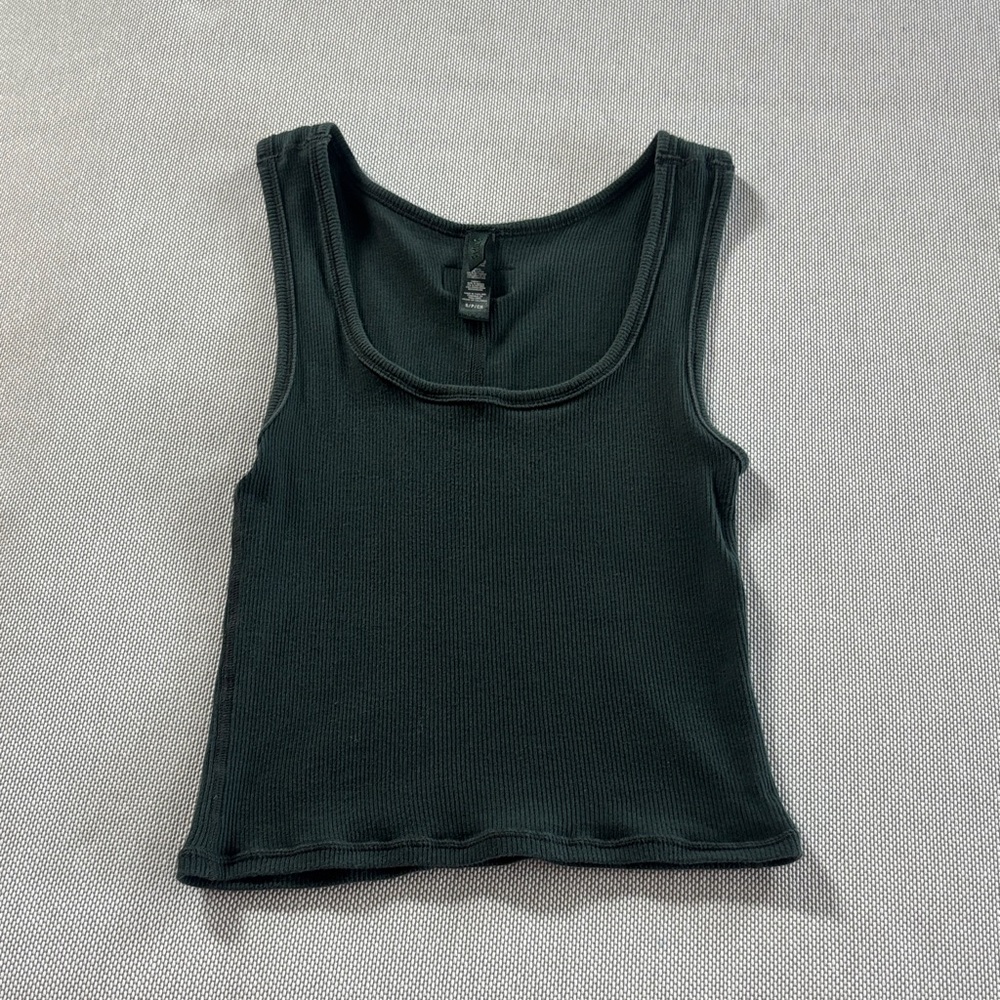 SKIMS Dark Green Cotton Rib Top